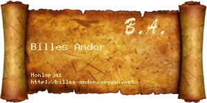 Billes Andor névjegykártya